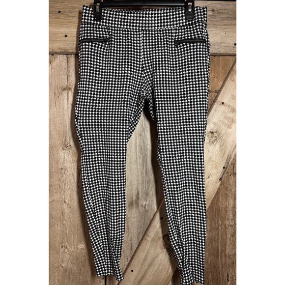 Old Navy Stevie Pull On Pants Leggings White Black Houndstooth Stretch Size M - Picture 1 of 9